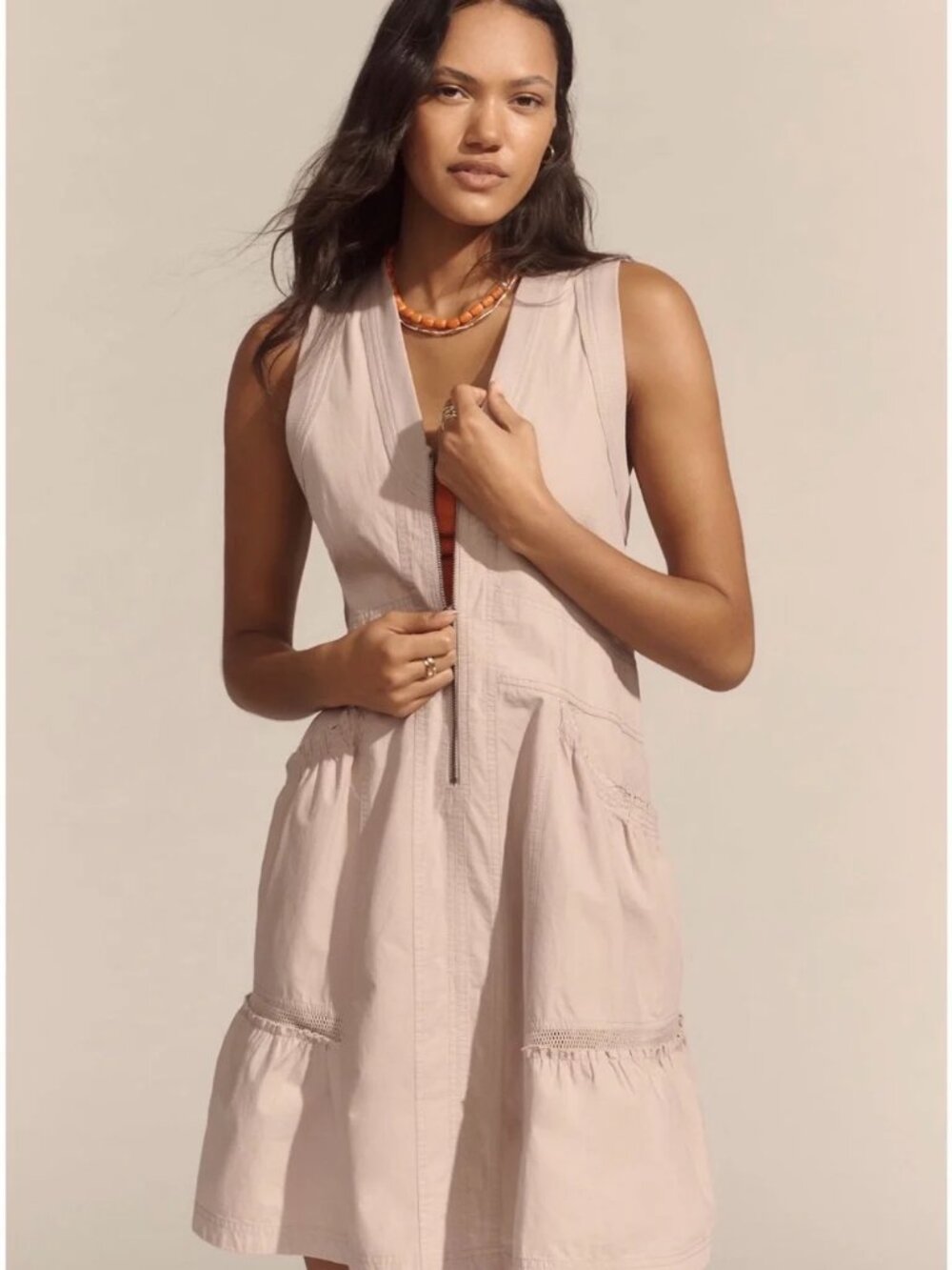Anthropologie Daily Practice Women's Zip-Front Sleeveless Dress
